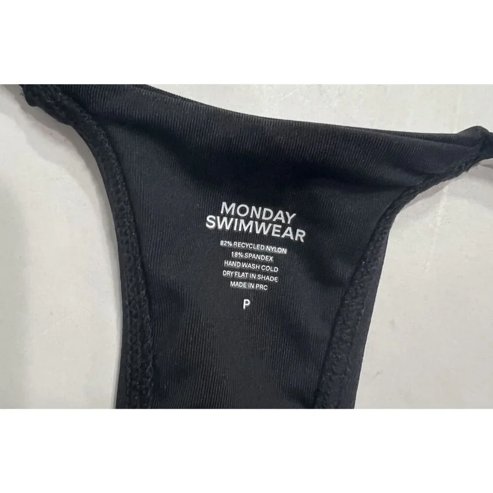 MONDAY Swimwear Monday Thong Bikini Bottoms in Black